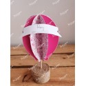 Boîte pour dragées montgolfière rose baptême