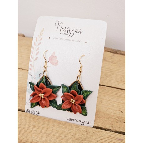 Boucles d'oreilles poinsettia