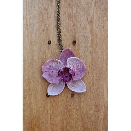 Collier sautoir fleur orchidée